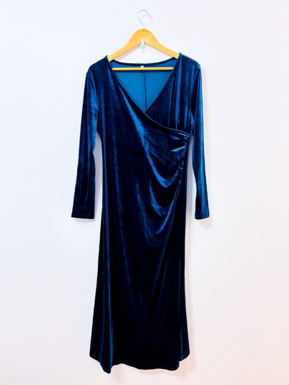 Forest Green Velvet Maxi Dress | Wrap Evening Elegant | X-Large